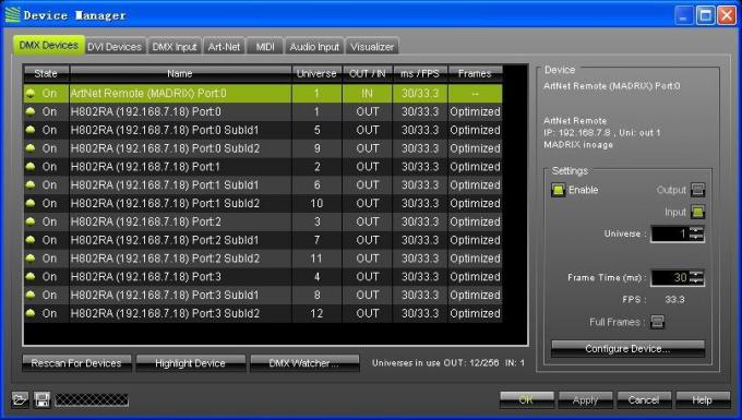 4096 픽셀 살브 DMX LED 컨트롤러 H802RA 4 포트 알루미늄 합금 물질 12